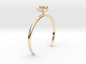 Bracelet with one small open flower of the Tulip in 14k Gold Plated Brass: Medium