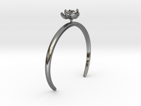Bracelet with one small open flower of the Tulip in Polished Silver: Large
