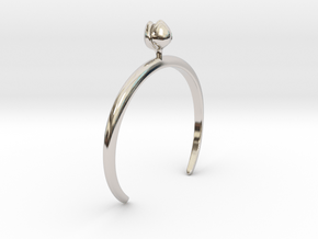 Bracelet with one small closed flower of the Tulip in Rhodium Plated Brass: Extra Small