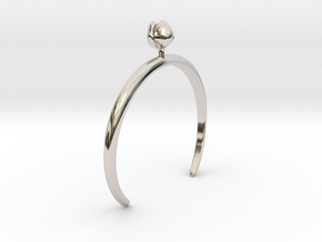 Bracelet with one small closed flower of the Tulip in Rhodium Plated Brass: Small