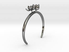 Bracelet with three small flowers of the Tulip in Polished Silver: Large