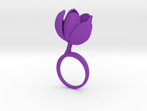 Ring with one large halfopen flower of the Tulip in Purple Processed Versatile Plastic: 7.25 / 54.625