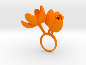 Ring with three large flowers of the Tulip L in Orange Processed Versatile Plastic: 7.25 / 54.625