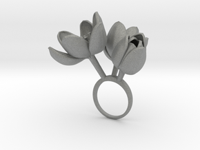 Ring with three large flowers of the Tulip L in Gray PA12: 7.25 / 54.625