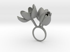 Ring with three large flowers of the Tulip L in Gray PA12: 8 / 56.75