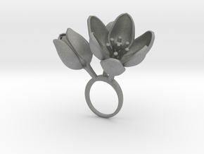 Ring with three large flowers of the Tulip R in Gray PA12: 5.75 / 50.875