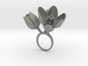 Ring with three large flowers of the Tulip R in Gray PA12: 7.25 / 54.625