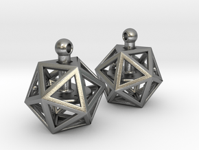 Geometric Spinning Charms, Pair in Natural Silver (Interlocking Parts)