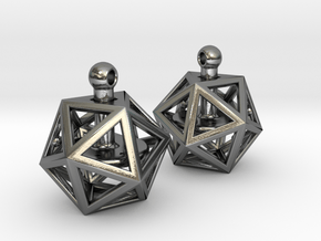 Geometric Spinning Charms, Pair in Polished Silver (Interlocking Parts)
