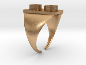 Two Stud Ring / Anillo Placa 2 in Natural Bronze