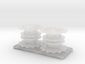 M26 Pershing Sprocket and Hub Set in Clear Ultra Fine Detail Plastic