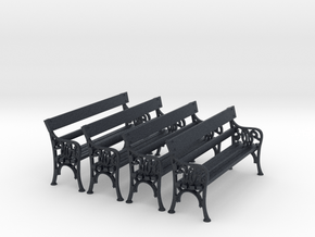 VR Station Bench Seat 4 Pack 1:48 Scale in Black PA12