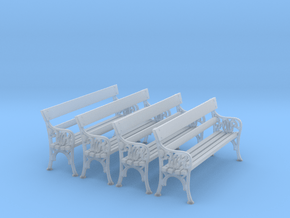 VR Station Bench Seat 4 Pack 1:48 Scale in Smooth Fine Detail Plastic