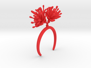 Bracelet with four large flowers of the Cherry in Red Processed Versatile Plastic: Medium