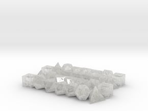 4x Super Tiny Polyhedral Dice Set, V4 in Clear Ultra Fine Detail Plastic