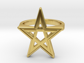 Star Ring in Polished Brass: 5 / 49