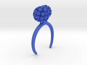 Bracelet with two large flowers of the Garlic L in Blue Processed Versatile Plastic: Medium