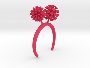 Bracelet with two large flowers of the Garlic R in Pink Processed Versatile Plastic: Medium