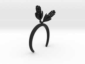 Bracelet with two large flowers of the Hyacinth R in Black Natural Versatile Plastic: Small