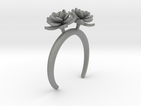 Bracelet with two large flowers of the Lotus R in Gray PA12: Extra Small