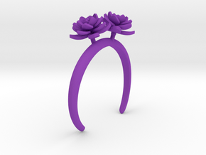 Bracelet with two large flowers of the Lotus R in Purple Processed Versatile Plastic: Medium