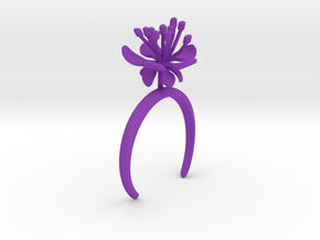 Bracelet with one large flower of the Raspberry in Purple Processed Versatile Plastic: Medium