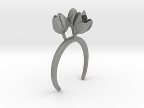Bracelet with three large flowers of the Tulip L in Gray PA12: Small