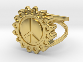 Peace Flower Ring in Polished Brass: 5 / 49