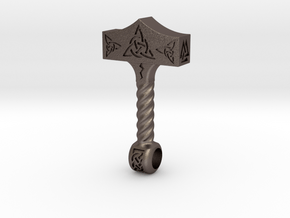 Thor Hammer Pendant in Polished Bronzed-Silver Steel