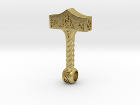 Thor Hammer Pendant in Natural Brass