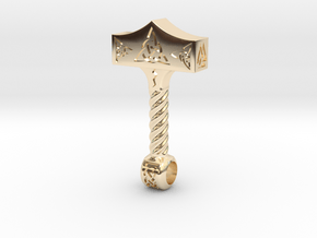 Thor Hammer Pendant in 14k Gold Plated Brass