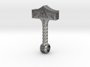 Thor Hammer Pendant in Natural Silver