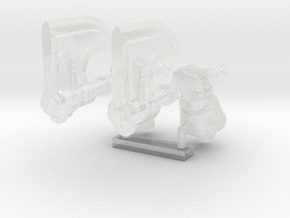 2x Houndstooth Axes - Demon Lord Weapons (L&R) in Clear Ultra Fine Detail Plastic