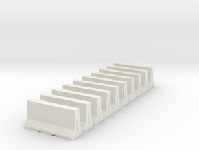 Jersey Barrier Z scale (10 pc) in White Natural Versatile Plastic