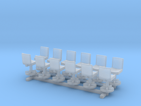 1:100 Office Chairs 12pc in Clear Ultra Fine Detail Plastic