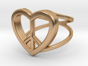 Peace Heart Ring in Polished Bronze: 5 / 49