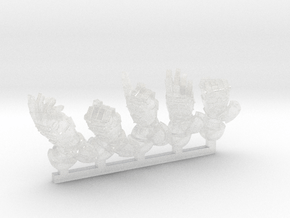 5x Ornate - Right-handed Energy Fists [Group 1] in Clear Ultra Fine Detail Plastic