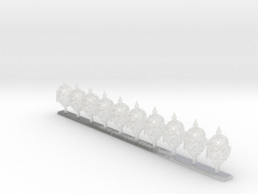 10x Storm Legion - G:10 Prime Spiked Helms  in Clear Ultra Fine Detail Plastic