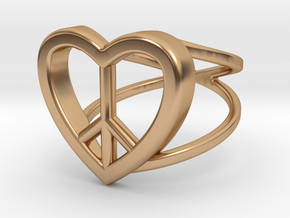 Peace Heart Ring in Polished Bronze: 5.5 / 50.25