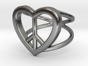 Peace Heart Ring in Polished Silver: 10.5 / 62.75