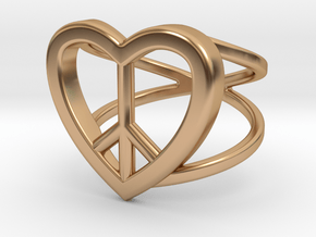 Peace Heart Ring in Polished Bronze: 11.5 / 65.25