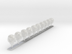 10x Base :C1 Hooded Female heads (variety) in Clear Ultra Fine Detail Plastic