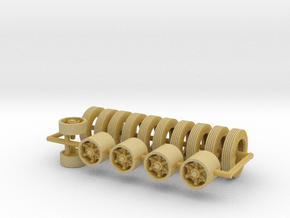 1/64th set of 10 tires with Dayton type wheels in Tan Fine Detail Plastic