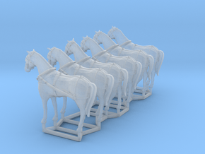 6 pack S scale horses with harnesses in Clear Ultra Fine Detail Plastic