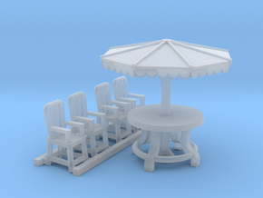 'N Scale' - Outdoor Table & Chairs in Clear Ultra Fine Detail Plastic