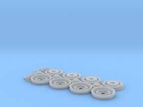 1/12 Steel wheels with drum brakes in Clear Ultra Fine Detail Plastic