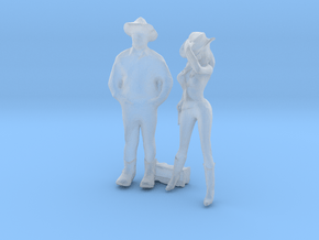 O Scale Cowboy and Cowgirl in Clear Ultra Fine Detail Plastic
