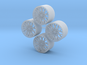 18'' Rotiform BLQ wheels in 1/24 scale in Clear Ultra Fine Detail Plastic