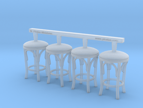 Stool 02. 1:24 Scale x4 Units in Clear Ultra Fine Detail Plastic
