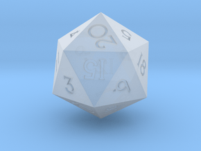 Sharp Edged d20 - Polyhedral RPG Dice in Clear Ultra Fine Detail Plastic